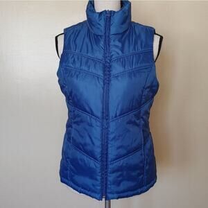 Merona Size Small S Puffer Blue Vest Zipper Winter Warm Layering Outdoors Sporty